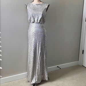 Long Blouson Sequin Gown